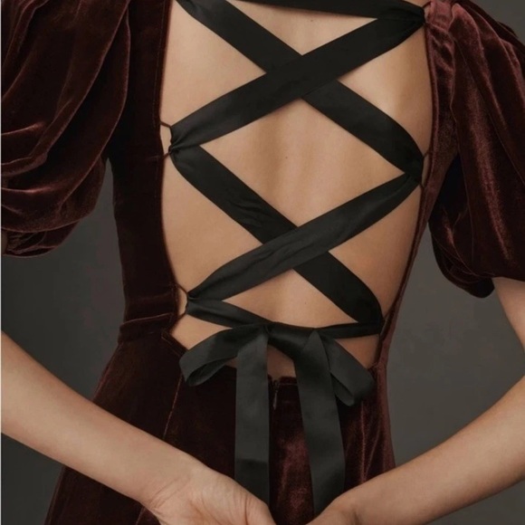 Reformation Burgundy Velvet Midi Dress - Picture 3 of 10